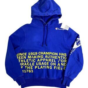 Champion Hoodie Men's M Blue Logo Spell Out Hoodie Since 1919 Y2K Street